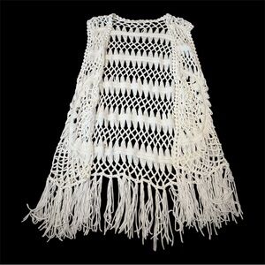Garage Ivory Knit Fringe Vest